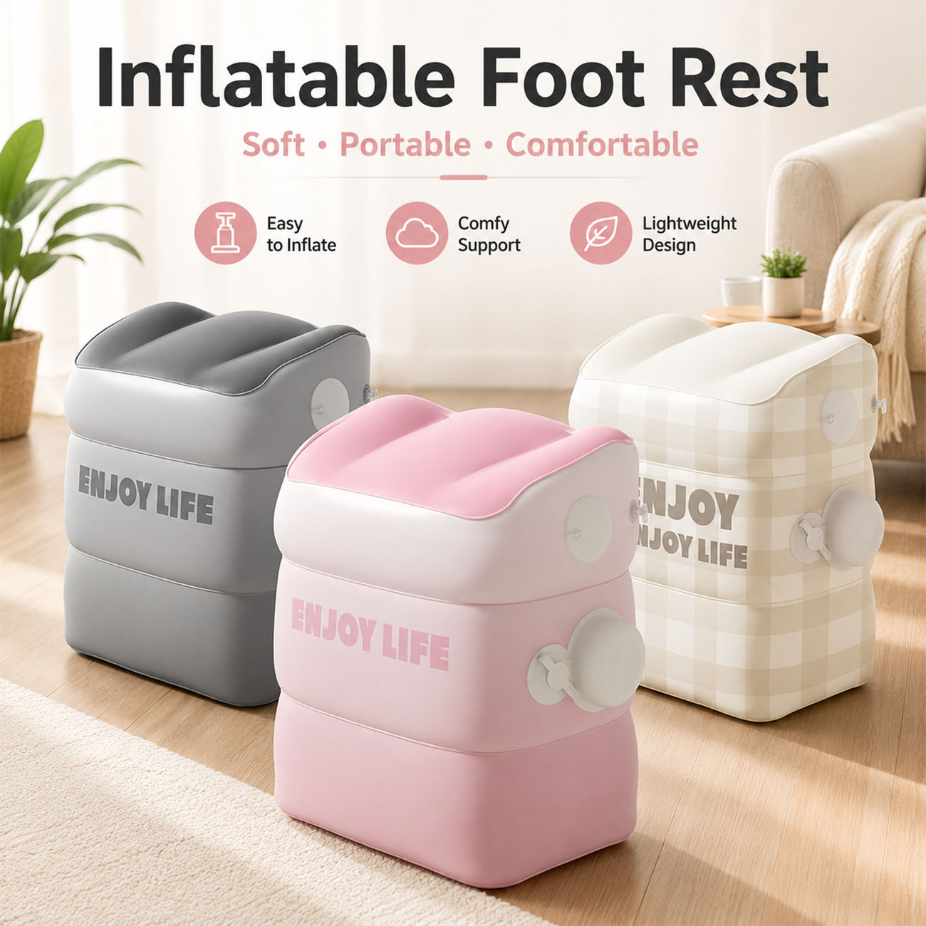 Office Footrest Cushion - Uçak Seyahati için 1 Adet Şişirilebilir